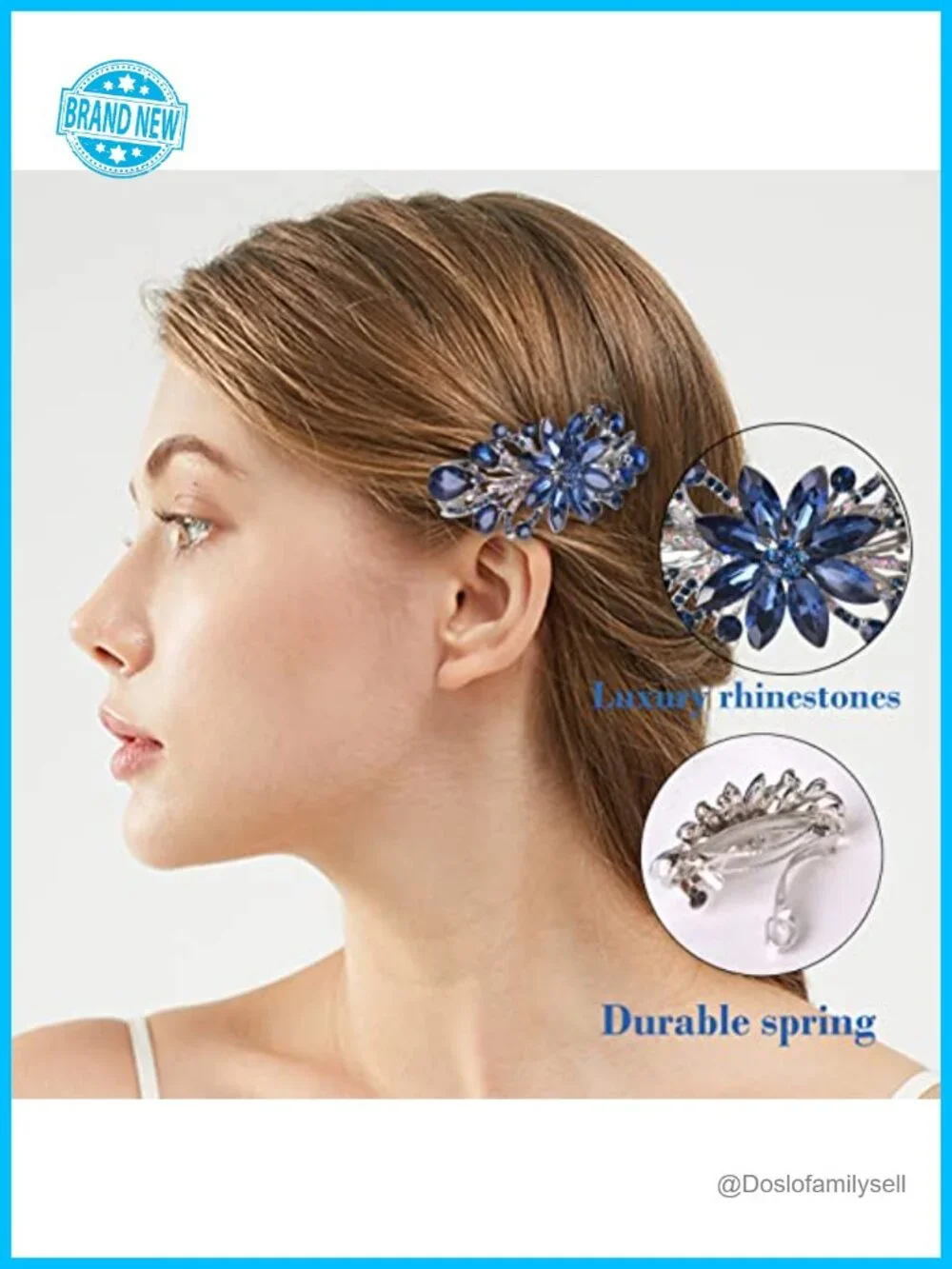 Alloy Flower Rhinestone Hair Barrette Clip for Women